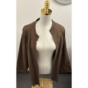 Peruvian Connection Women’s Brown Open Front Cardigan Size Medium Cotton